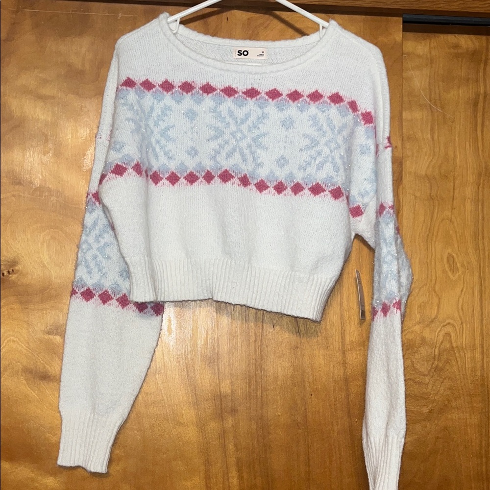 SO Women's Sweater with Pink and Blue Accents